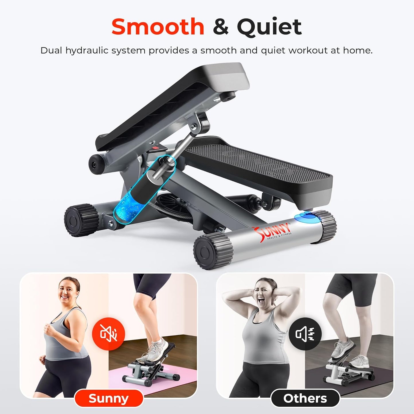 Sunny Health & Fitness Mini Stepper, 300 lb Capacity, Resistance Bands