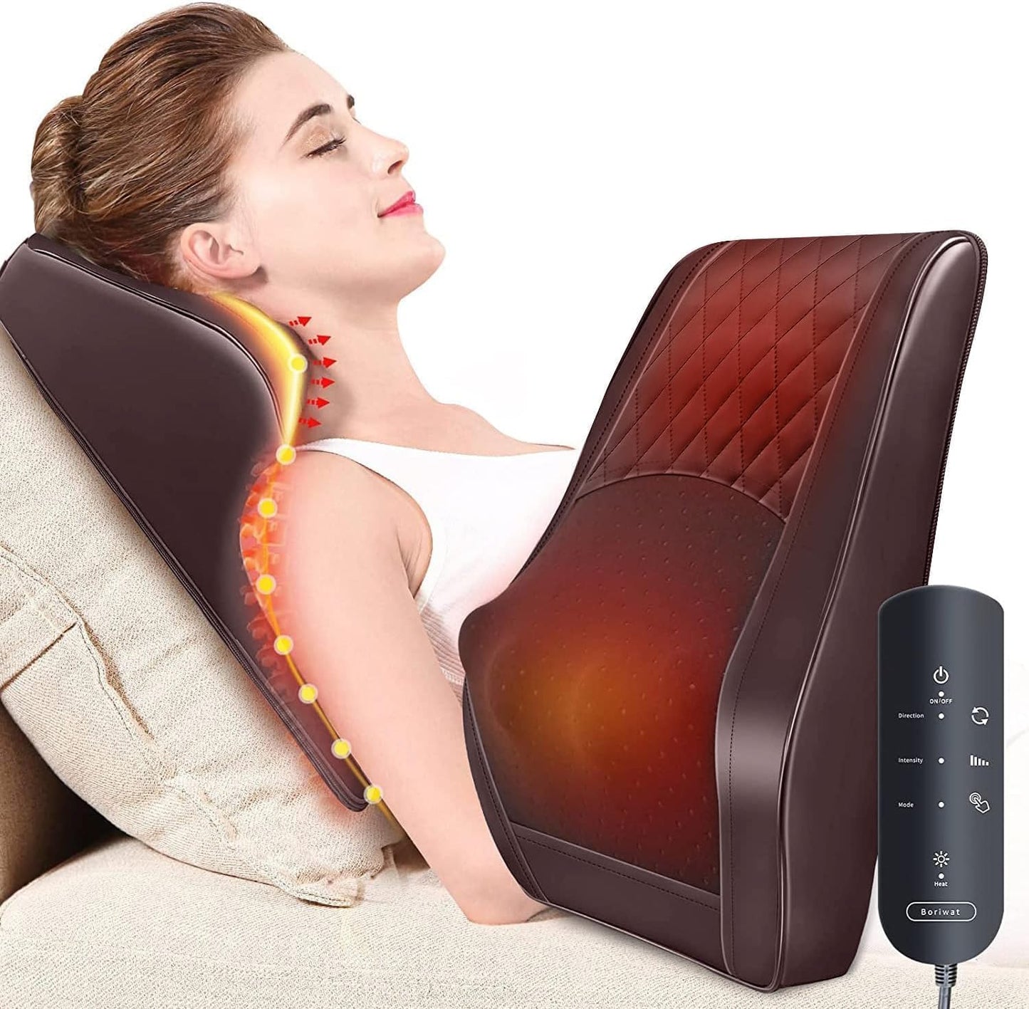 Boriwat Back Massager with Heat for Neck, Shoulder, Leg Pain Relief