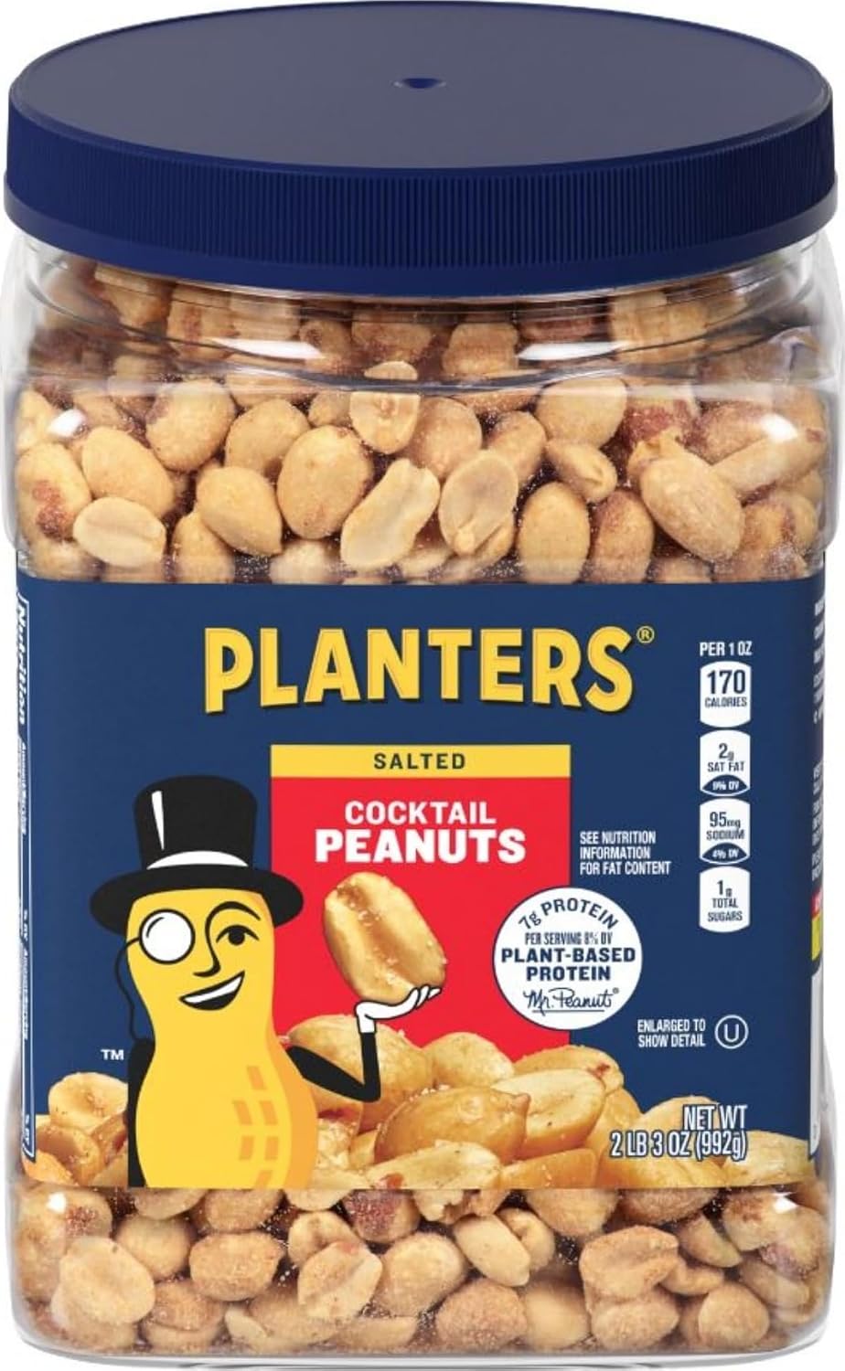 Planters Salted Cocktail Peanuts, 2.19lb Jar, Kosher, Bulk Nuts