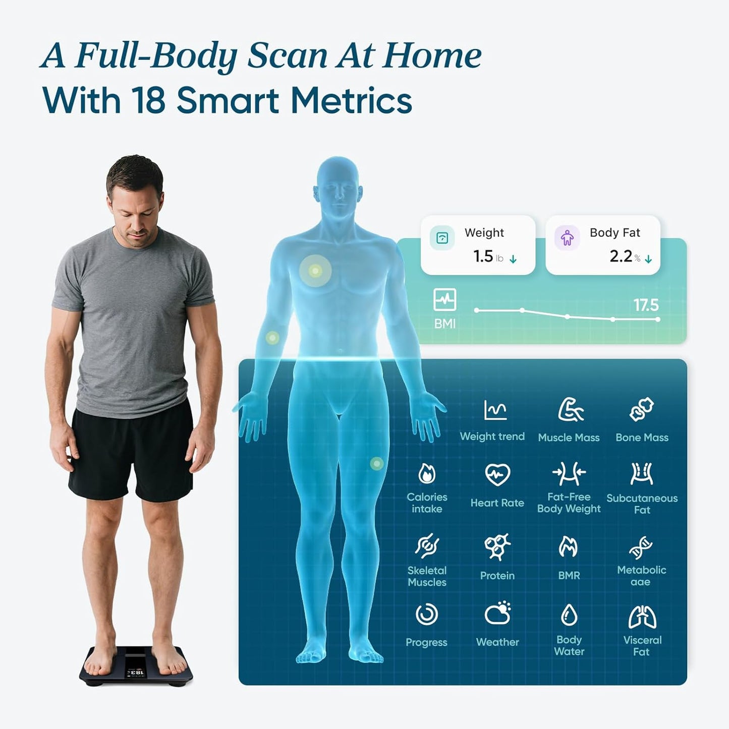 Etekcity Smart Scale: Body Fat, Muscle Mass, BMI, Apple Health