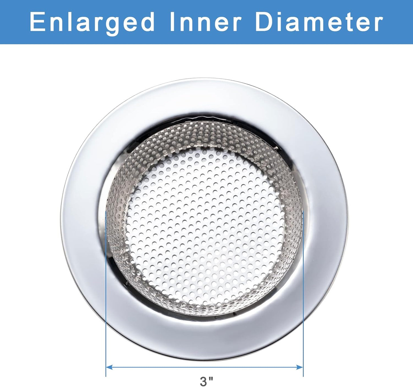 2 Pcs Sink Strainer Double-Layer Safe Design for Kitchen Sink Drain Basket | Upgraded Double-Layer Safe Kitchen Sink Strainer, No Finger Cuts, 4.5 Inch Outer Diameter, Fits Most Sinks