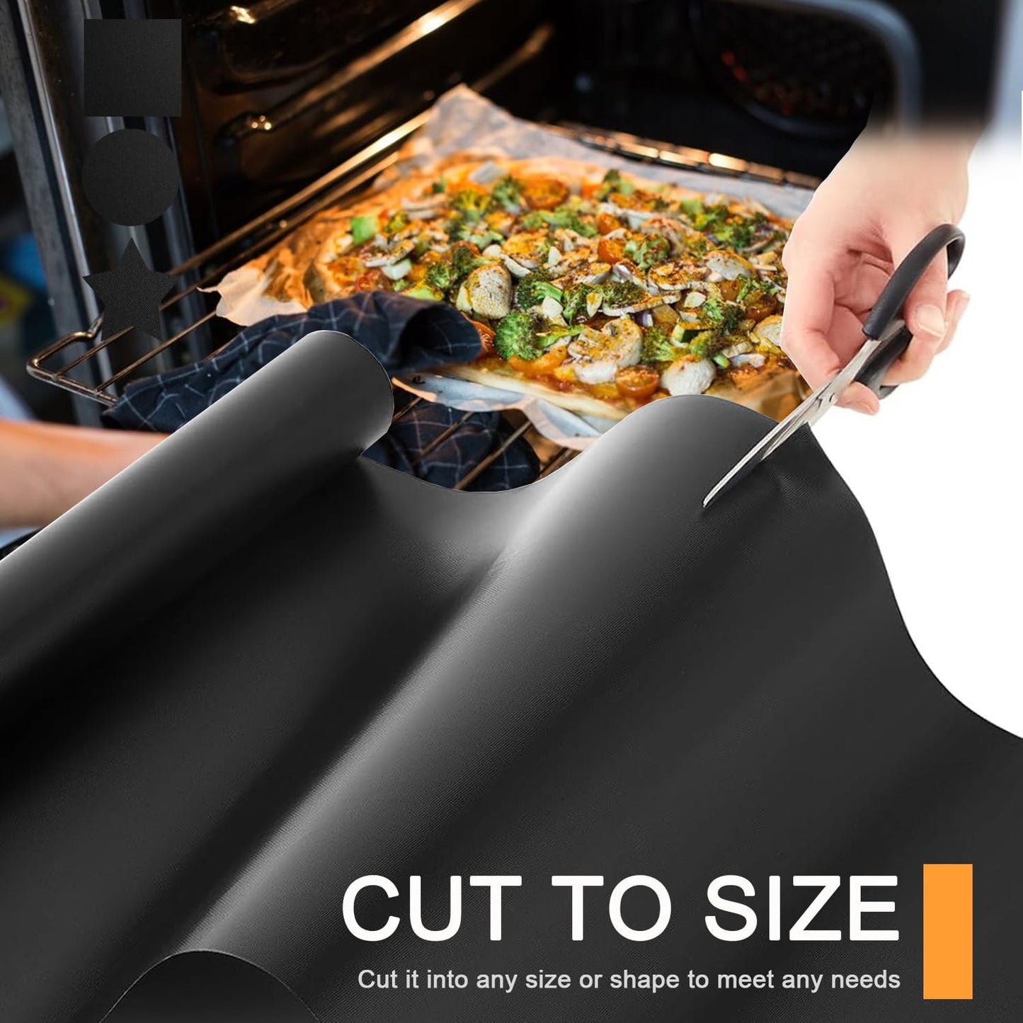 Oven Liners for Bottom of Oven - 5 Pack Large Heavy Duty Mats, 17”x25” Non-Stick Reusable Liner for Electric, Gas, Toaster Ovens, Grills - Kitchen Accessory to Keep Oven Clean (5, Black)