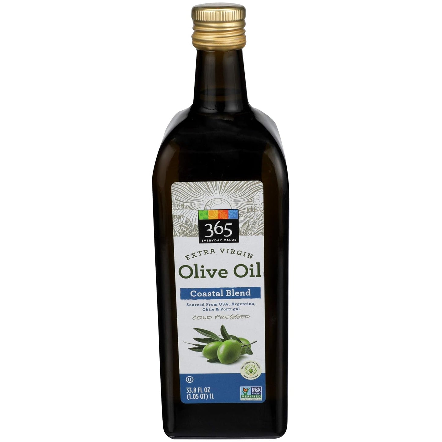 365 by Whole Foods Market, Extra Virgin Mediterranean Olive Oil, 33.8 Fl Oz for cooking, baking, and dressings