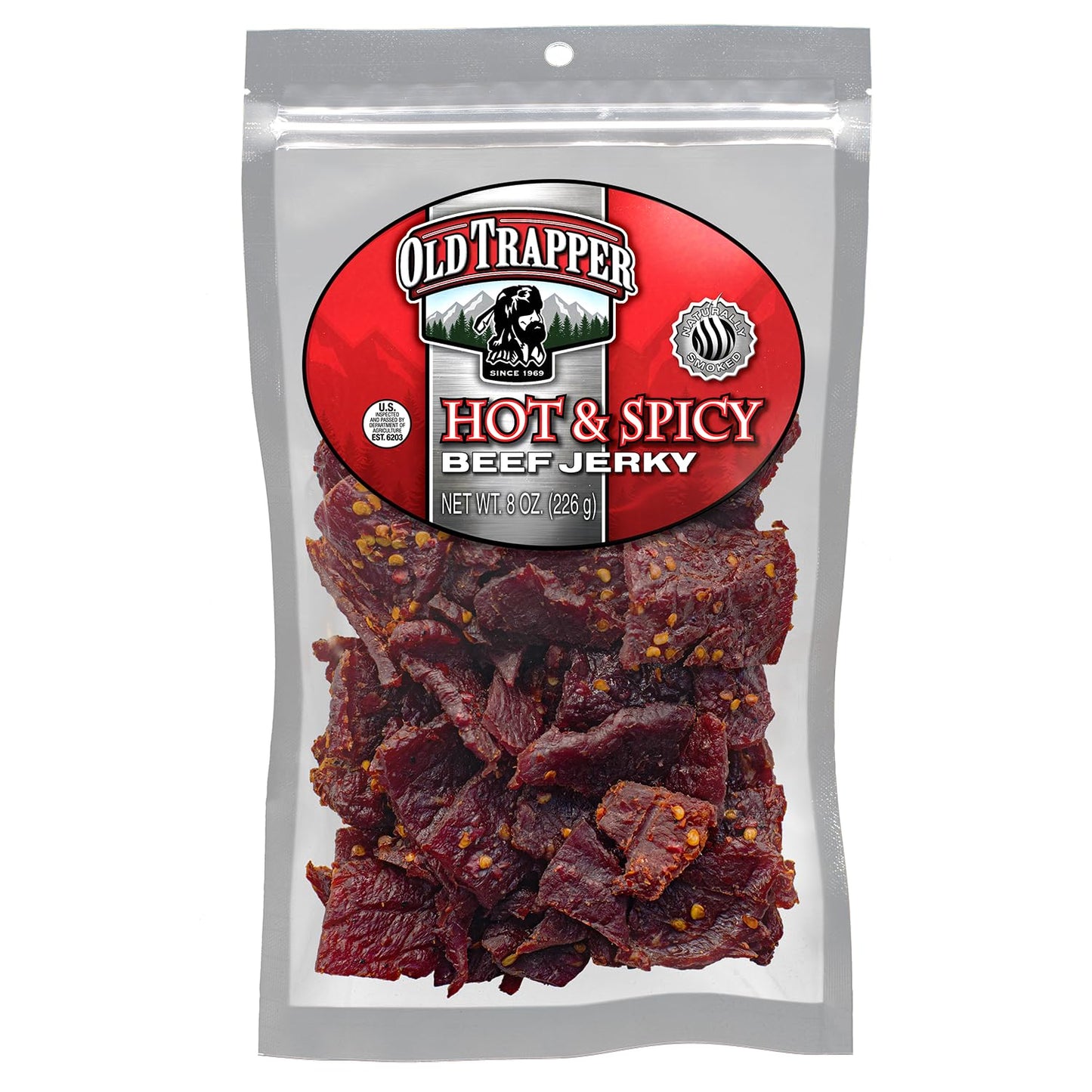 Old Trapper Beef Jerky, 8 Ounce Bag, Tender Meat Snacks for Lunches or Between Meals