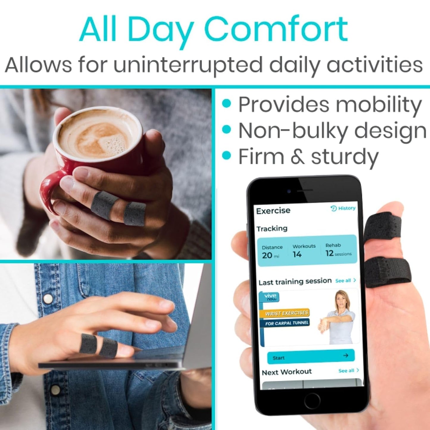 Vive Finger Splint 2 Pack - Universal Finger Straightener and Support
