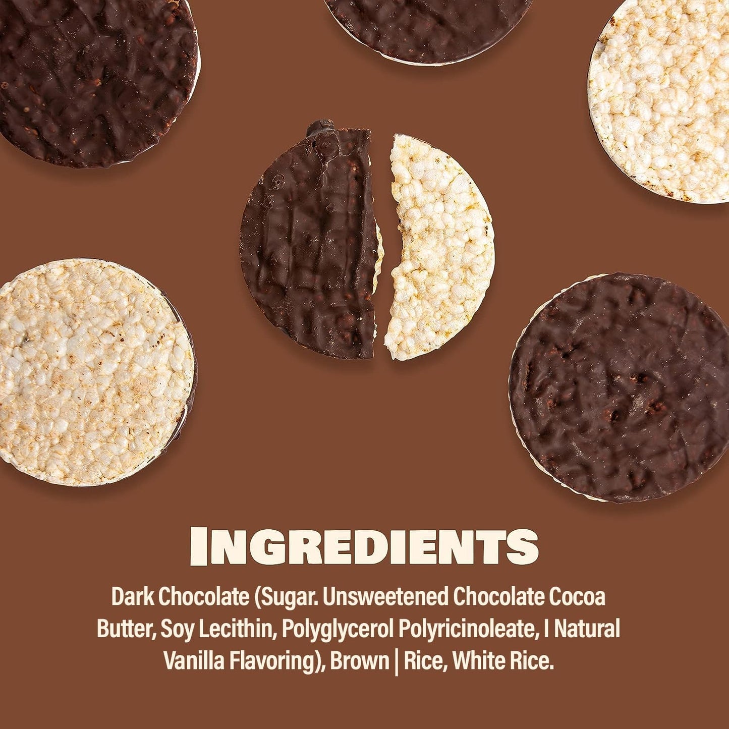 Dark Chocolate Rice Cakes, Kosher Certified, Dairy Free, Gluten Free Snack Pack Of 3