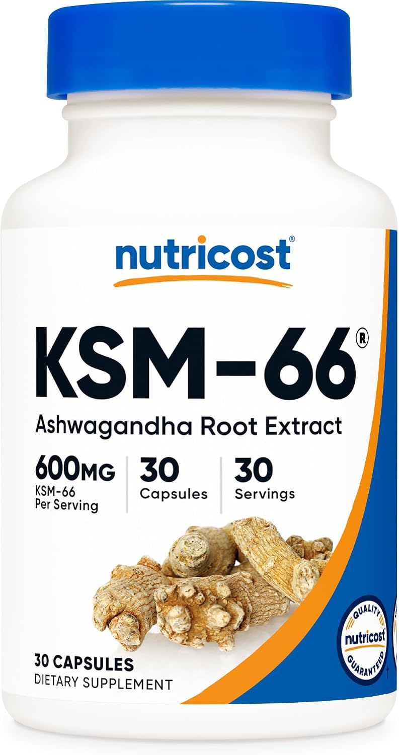 Nutricost KSM-66 Ashwagandha Root Extract 600mg, 60 Veggie Caps - 5% Withanolides - with BioPerine - Full-Spectrum Root Extract