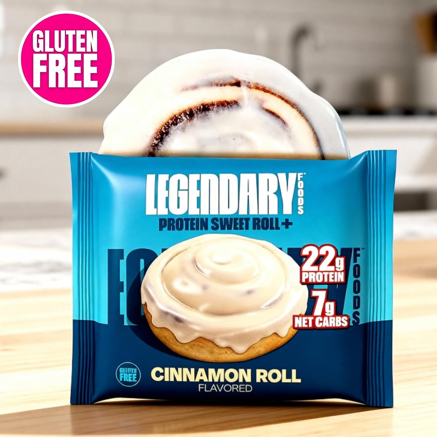 Legendary Foods Cinnamon Roll Protein Bars - Gluten-Free, Low Carb, 10-Pack