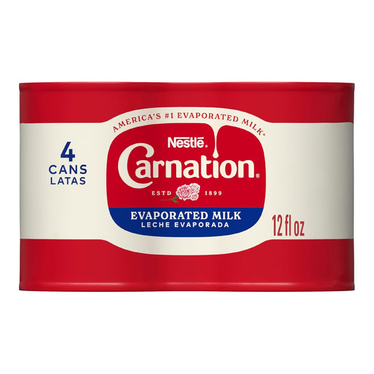 Nestlé Carnation Evaporated Milk Canned with Vitamin D, 4 Pack, 12 fl oz