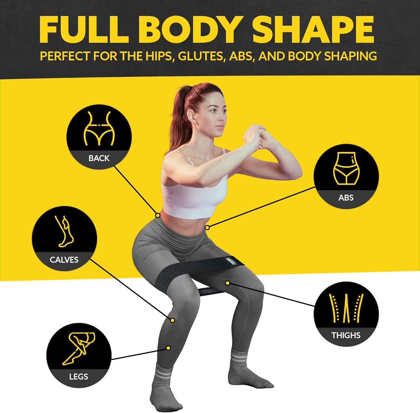 Tribe Fabric Resistance Bands - 3 Pack for Workout, Booty, Legs & Glute - Non-Slip Exercise Bands