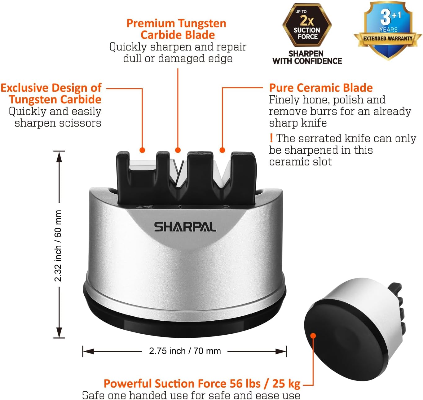 SHARPAL 191H Knife Scissors Sharpener | Repairs, Restores & Sharpens, Straight, Serrated & Kitchen Knives, Versatile Sharpening Tool for Blades, Gifts for Home Cooks