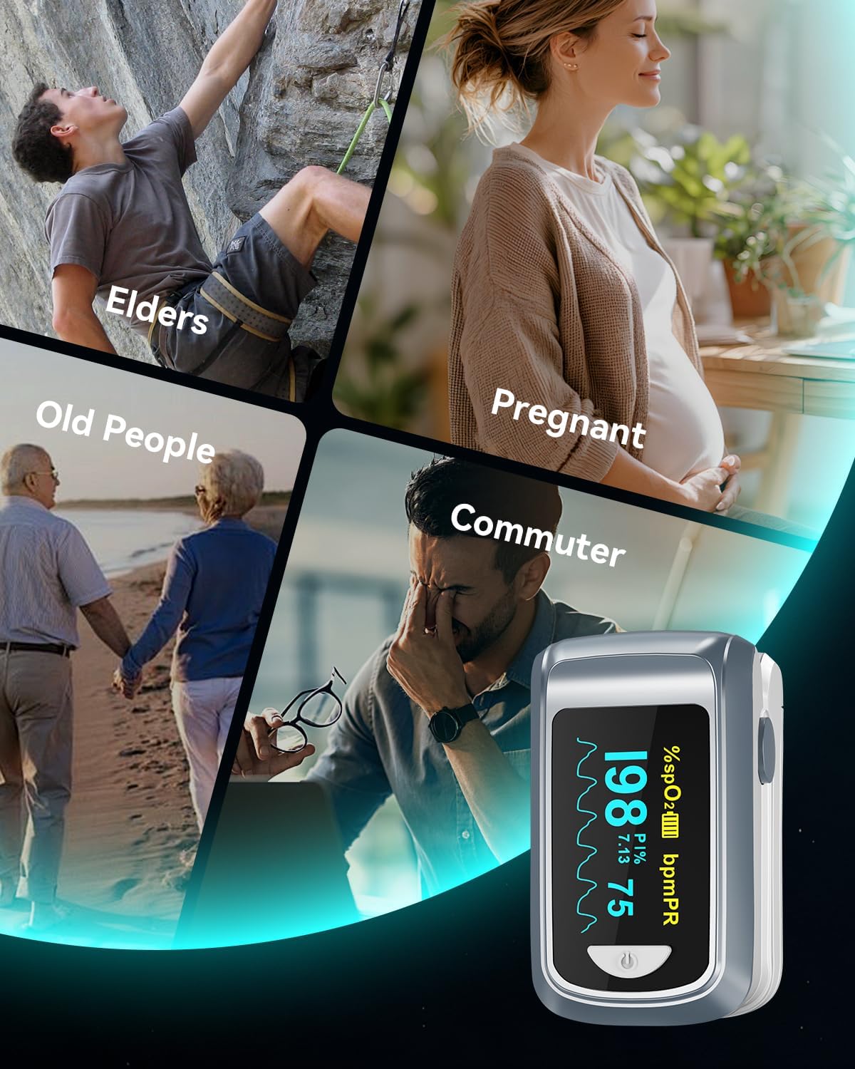 Healthtree JKS50B Fingertip Pulse Oximeter with SpO2 and Heart Rate Monitoring