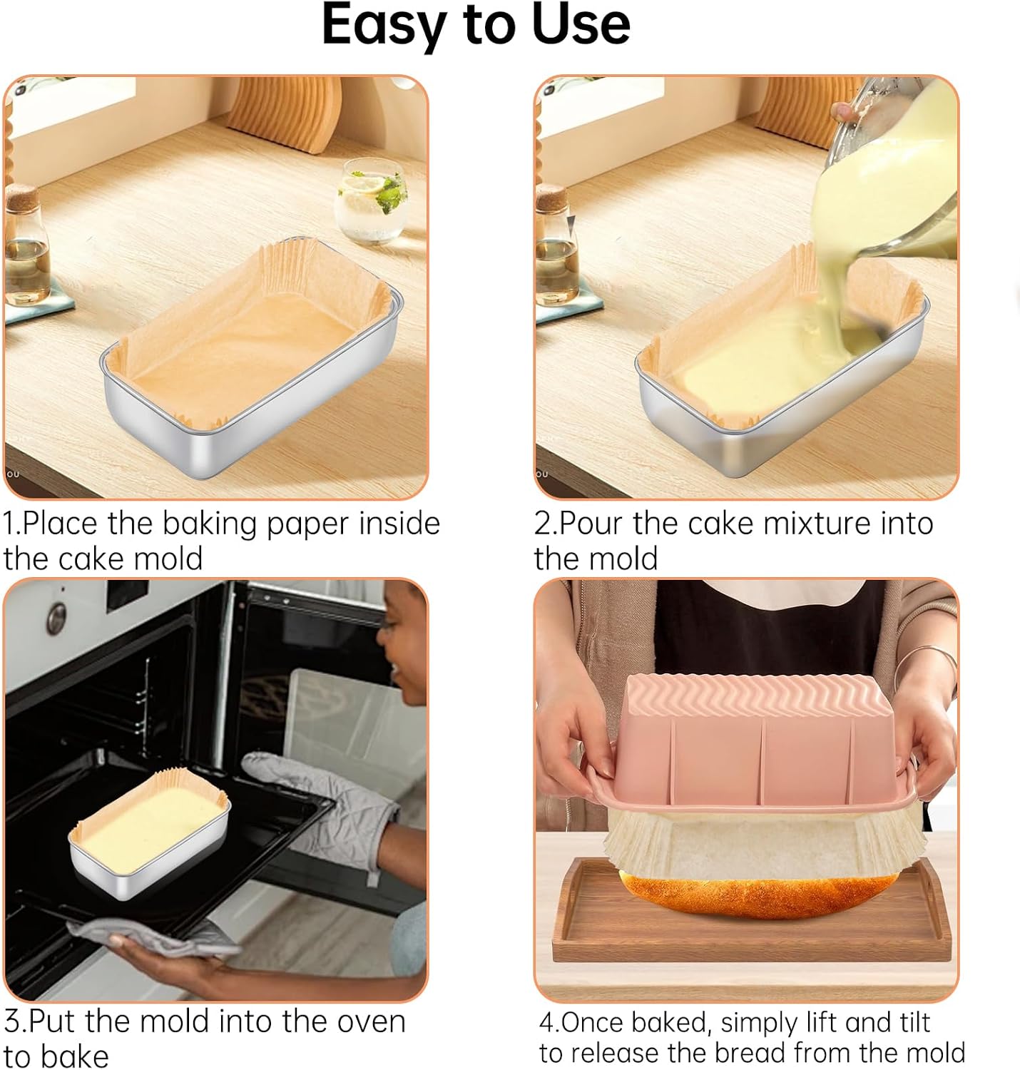 100 Pcs Loaf Pan Liners for Baking Bread 9x5 Inch, Non-Stick Pre Formed Parchment Paper for Bread Pan, Ideal Disposable Loaf Breads Liners for Baking Toast, Cakes, Banana Breads, Brown
