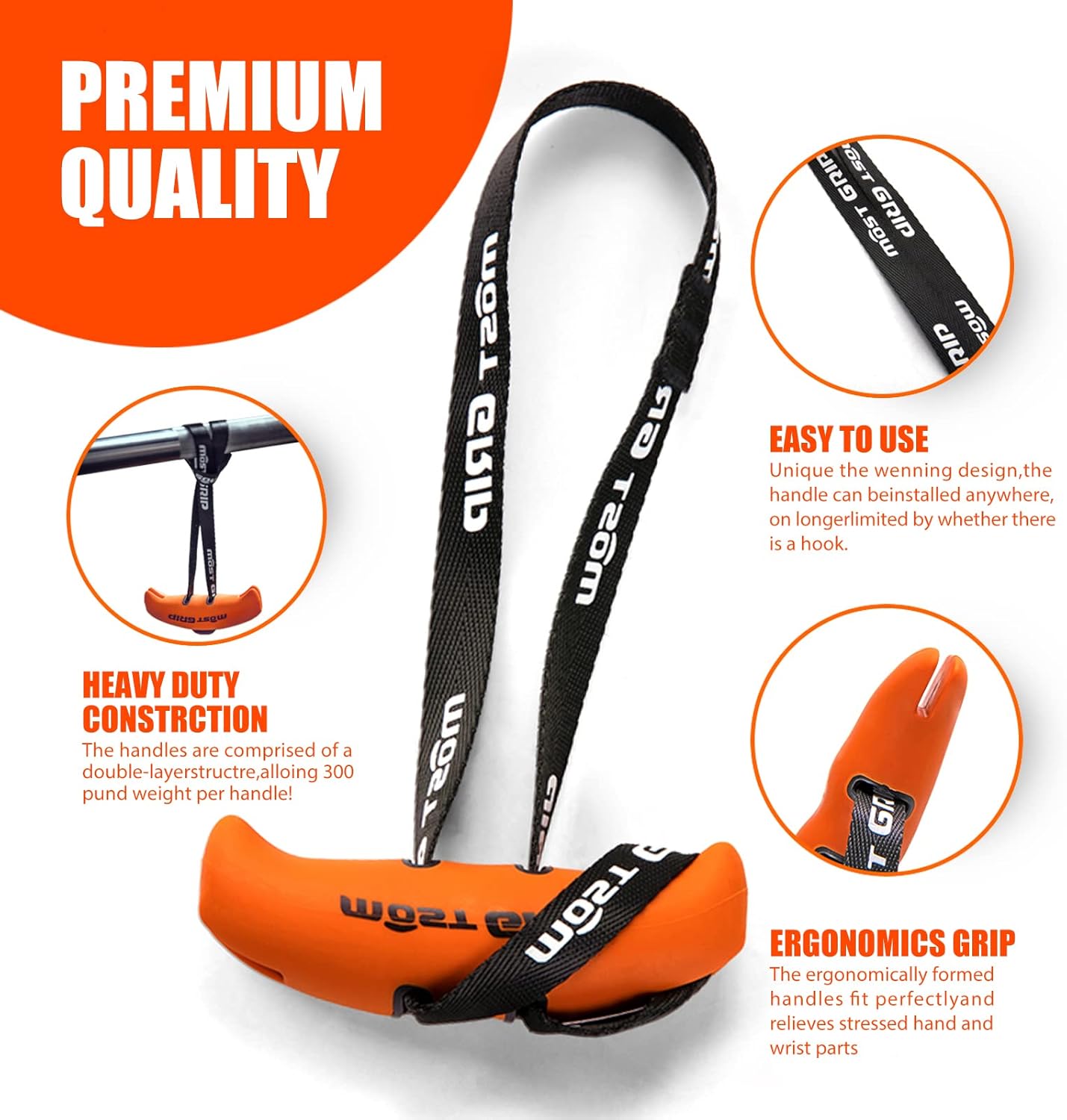 Neutral Grip Pull Up Handles for Home Gym Workout, Ergonomic & Non-Slip