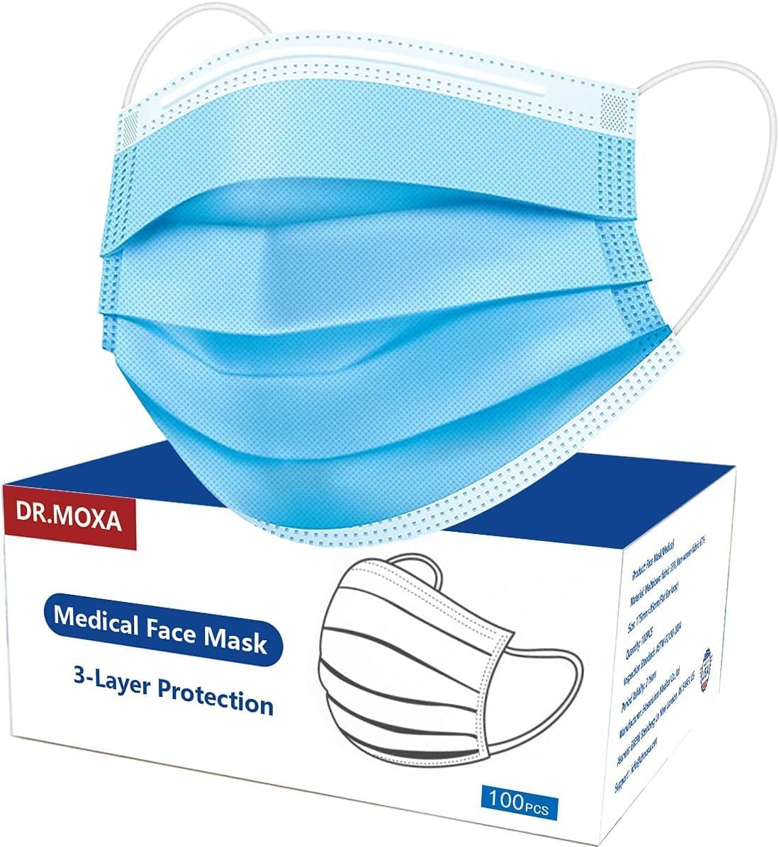 100 Pack Medical Disposable Face Masks for Protection 3 Layers Safety Face Masks