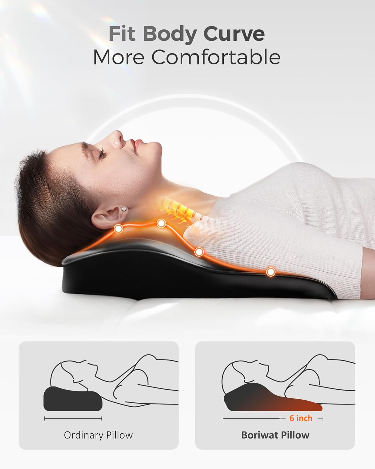Boriwat Back Massager with Heat for Neck, Shoulder, Leg Pain Relief