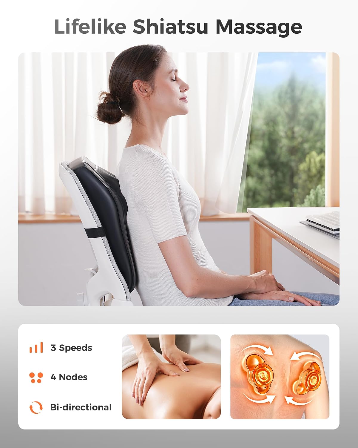 Boriwat Back Massager with Heat for Neck, Shoulder, Leg Pain Relief