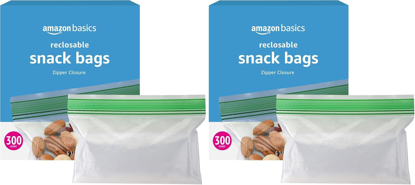 Amazon Basics Reclosable Food Storage Snack Bags for Everyday Use