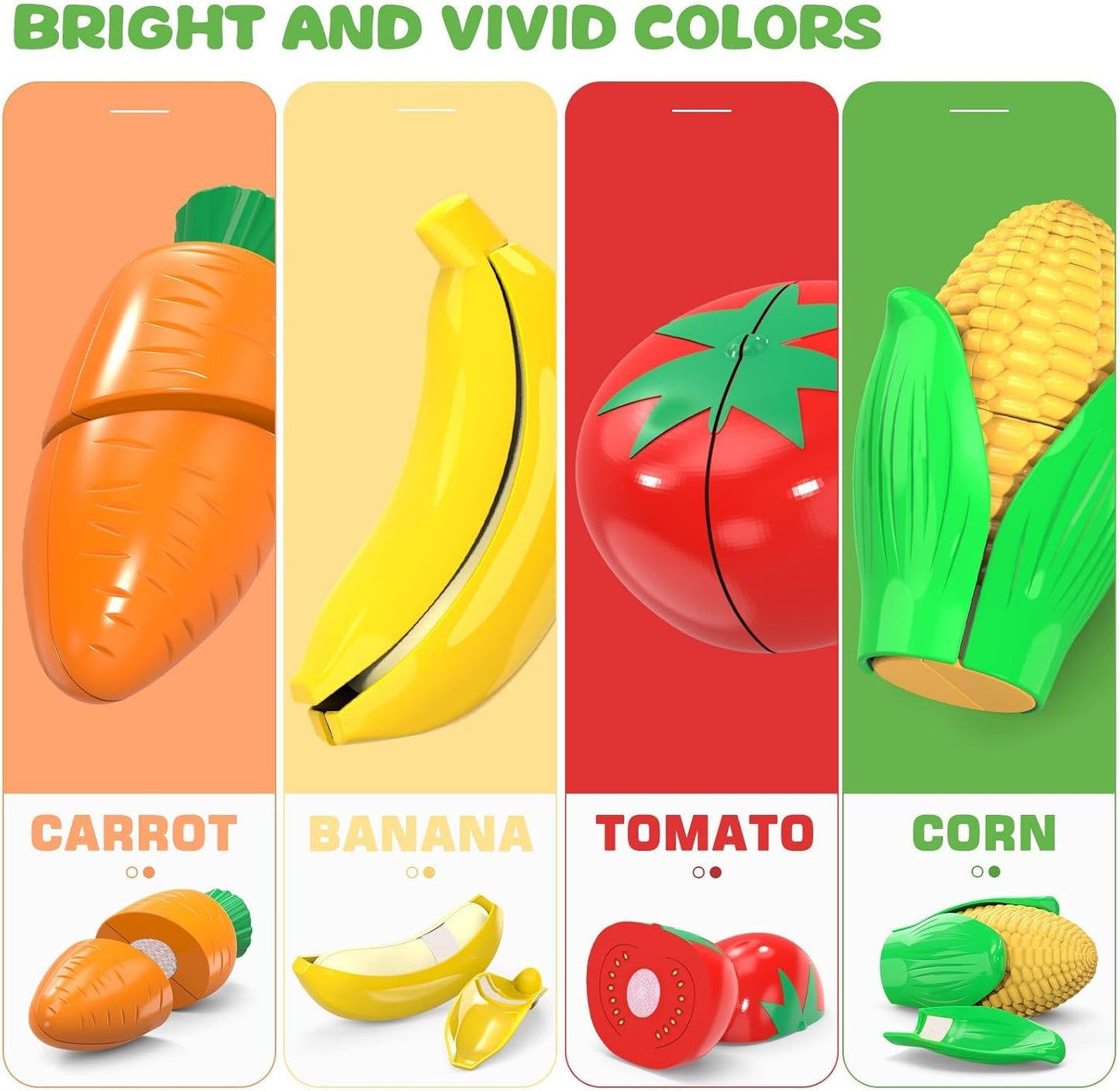 Cutting Play Food Toys for Kid, Pretend Play Kitchen Accessories, Fake Food | Fake Fruits/Vegetables Set With Shopping Storage Basket, Plastic Board And Knife, Birthday Gifts/Educational Toy For Toddler