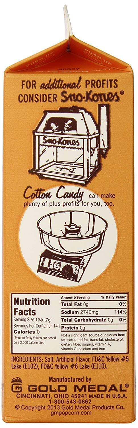Concession Essentials Flavacol Popcorn Season Salt Cartons for Movie Theater Taste