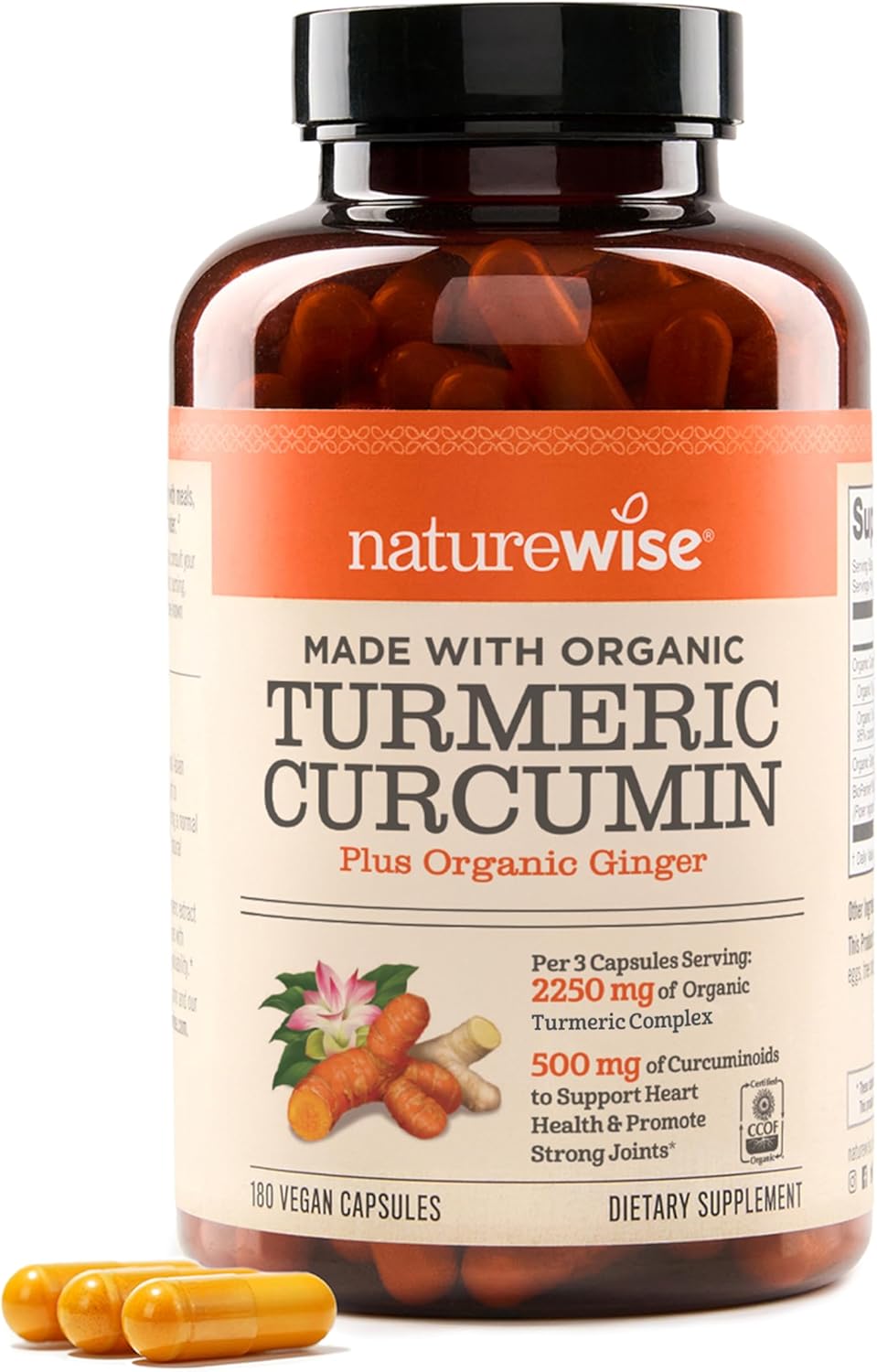 NatureWise Curcumin Turmeric 2250mg - Advanced Absorption from 95% Curcuminoids & BioPerine Black Pepper Extract - Daily Joint and Immune Health Support - Vegan, 180 Count[60-Day Supply]