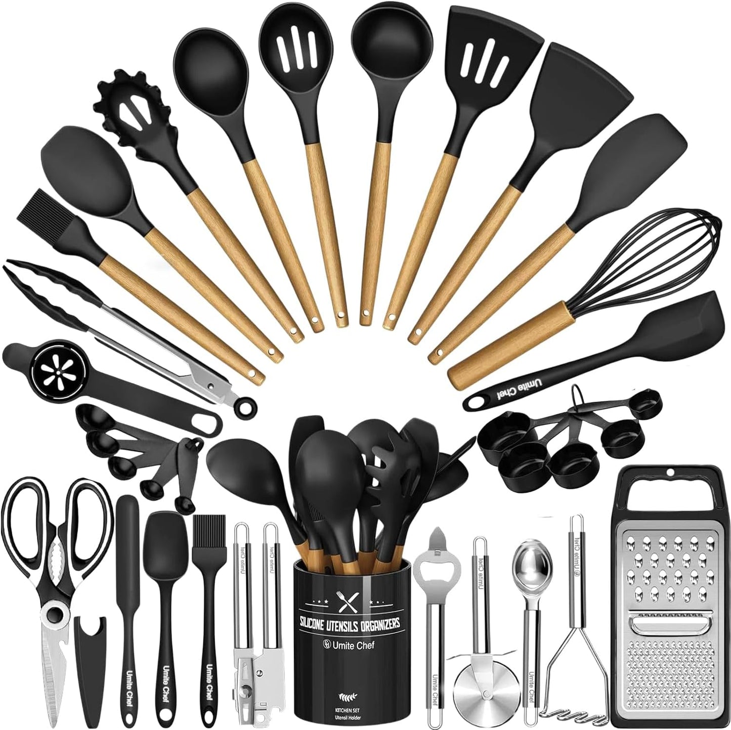 Umite Chef Food Grade Thickened Silicone (Stainless Steel Core) Kitchen Gadgets Tools Set - Kitchen Cooking Utensils Set, Heat Resistant Kitchen Spatula Tools Set