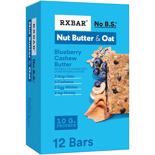 RXBAR Nut Butter and Oat Protein Bars, 12 Count, 23.2oz Box