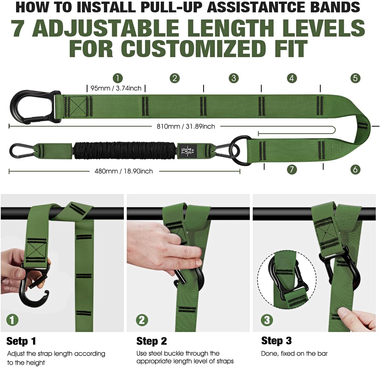 KUTIZE Pull Up Assistance Bands - Enhanced Strength Training, Muscle Building