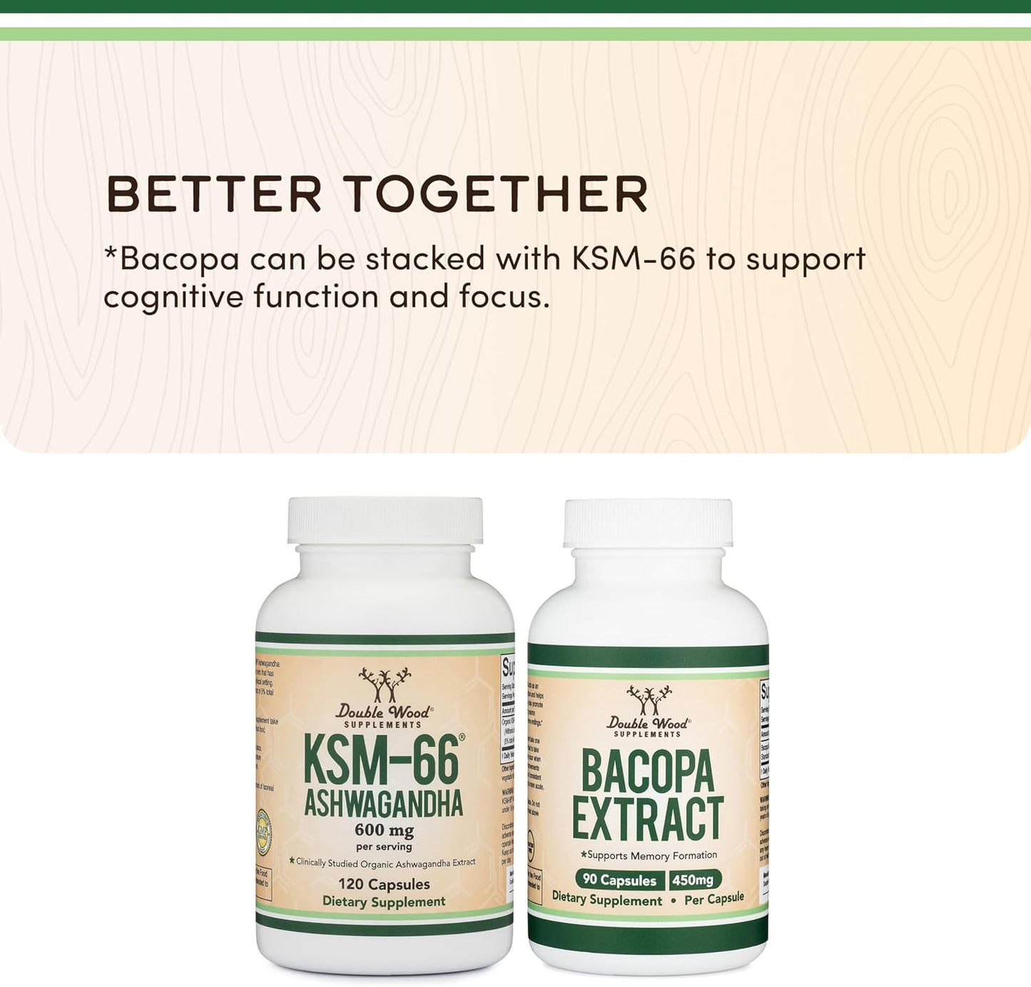 Double Wood Supplements Ashwagandha KSM 66 Organic Extract 600mg