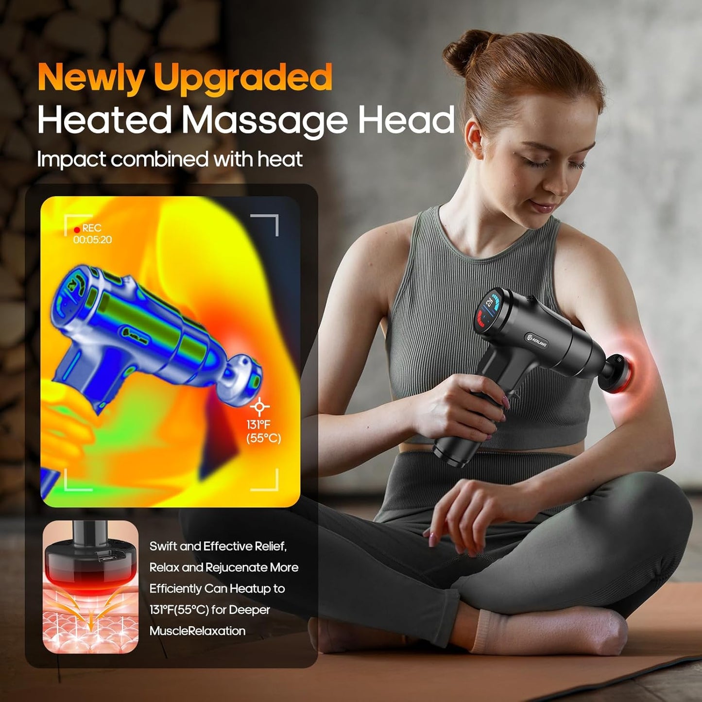AERLANG Massage Gun with Heat for Deep Tissue Pain Relief and Muscle Percussion