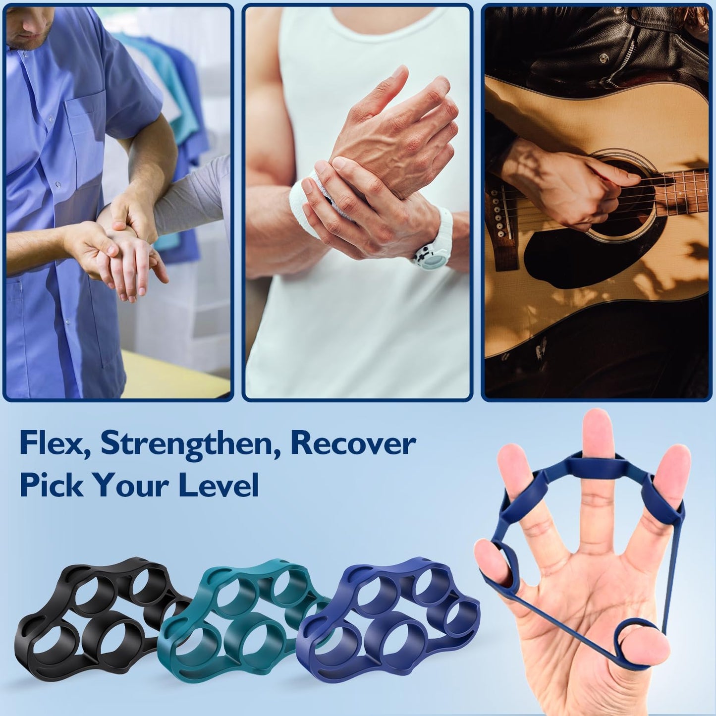FitBeast Grip Strength Trainer - 9-Piece Hand Rehab Kit for Wrist, Finger & Forearm