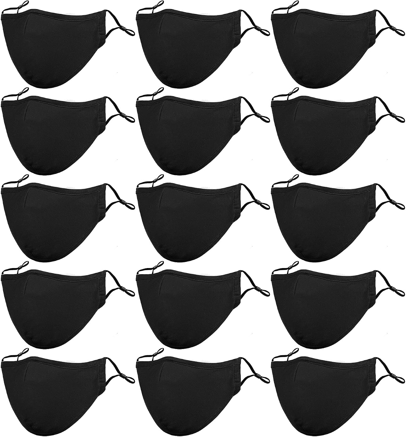Black Reusable Breathable Cloth Face Mask, Adjustable Washable Face Protection Cover for Men and Women