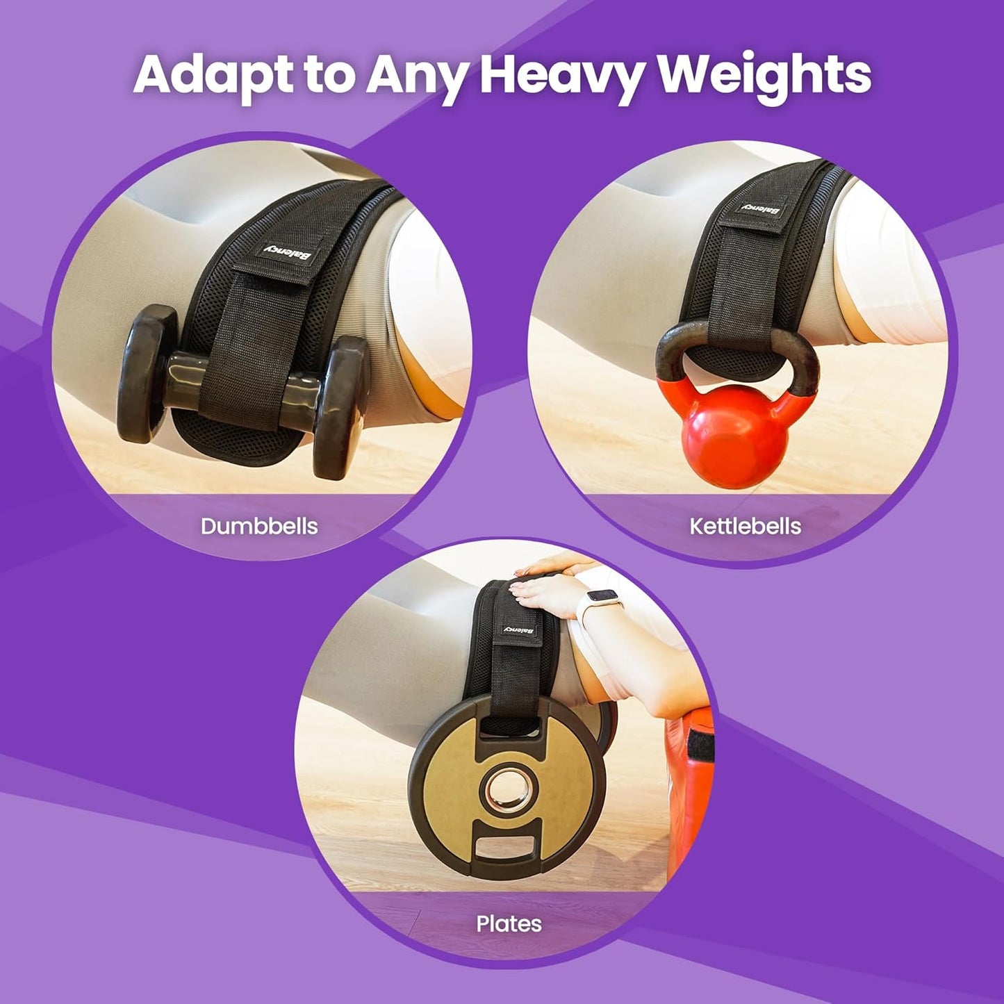 Balency Hip Thrust Belt, Dumbbell and Kettlebell Compatible, Slip-Resistant Padding for Gym or Home Workouts