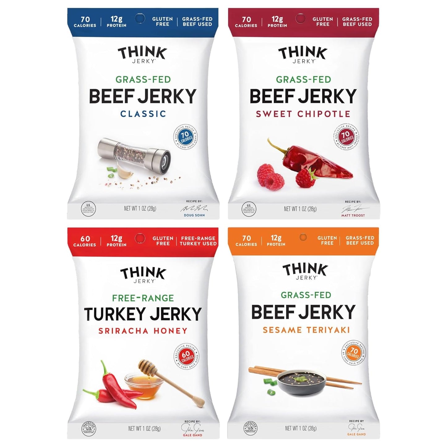 Beef and Turkey Jerky Variety Pack, 8 Pack, 1.0 oz Bags, 2 of Each