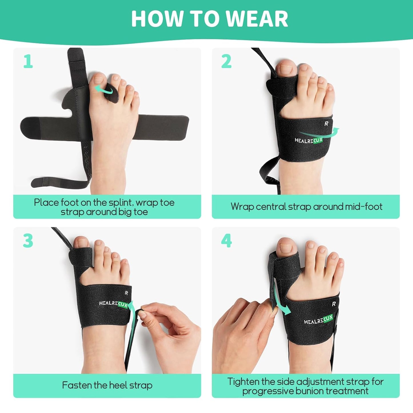 Healrecux Bunion Corrector for Women and Men, 1 Pair, Big Toe Straightener