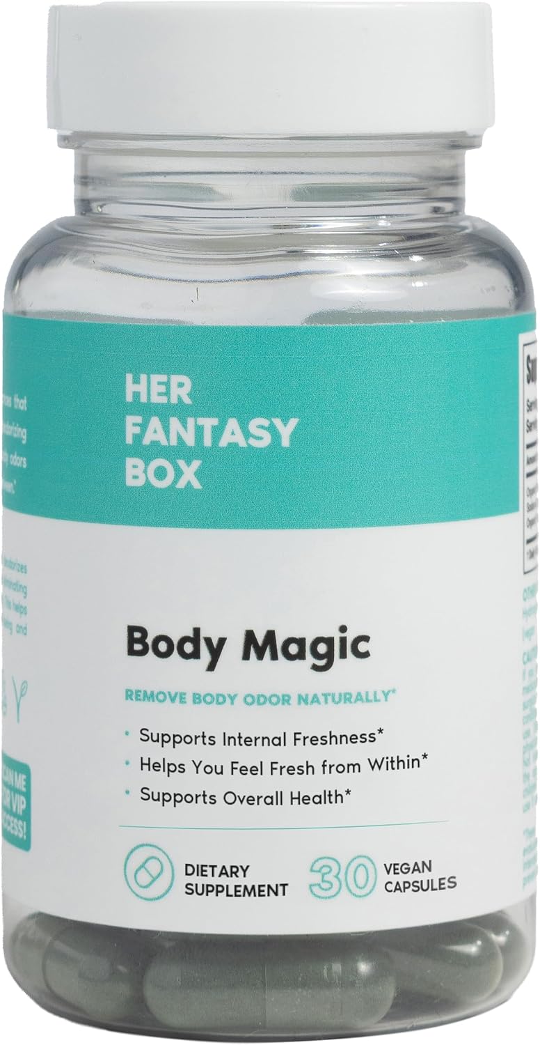 Her Fantasy Box | Body Magic | Chlorophyll Capsules - 30 Vegan Capsules for Detox, Digestion, Gut Health, Skin Support, and Oily Skin - Natural Energy Booster
