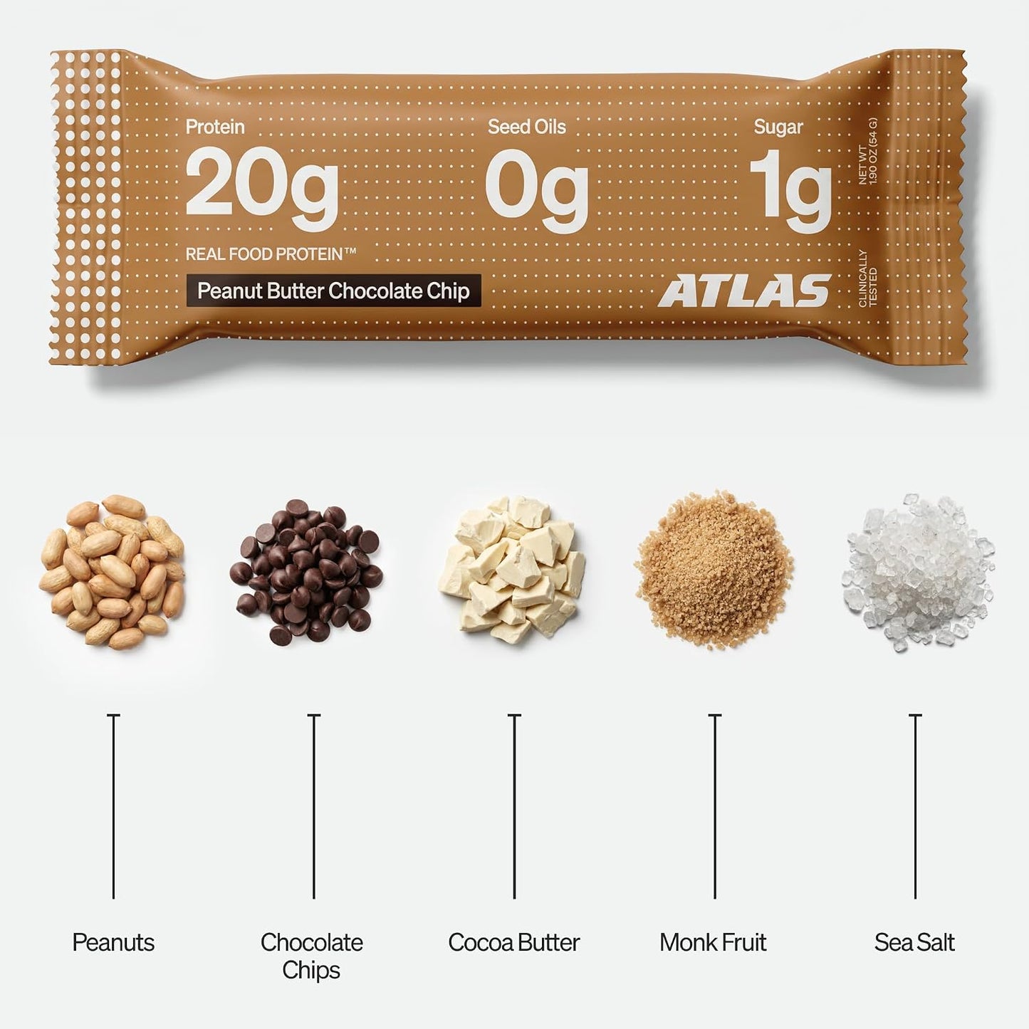 Atlas Real Food Protein Bar with Peanut Butter and Chocolate Chip
