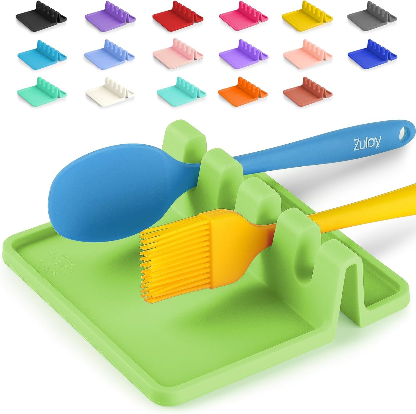 Zulay Kitchen Spoon Rest for Multiple Utensils High Heat-Resistant Silicone Drip Pad, BPA-Free Spoon Holder for Stove Top, Kitchen Gadget Holder for Ladles, Tongs, Cooking Spatula - Makes Great Gift