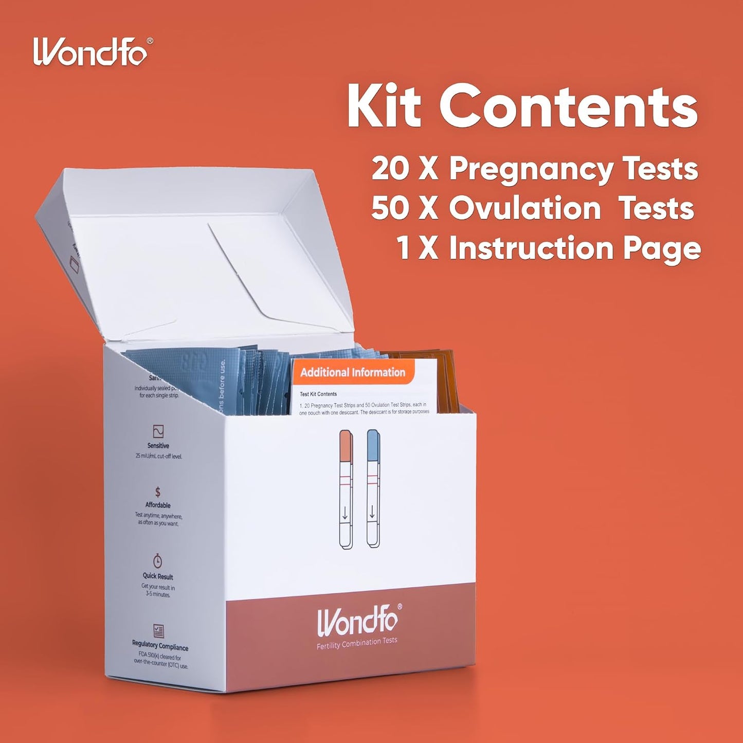 Wondfo 50 Ovulation and 20 Pregnancy Test Strips Kit
