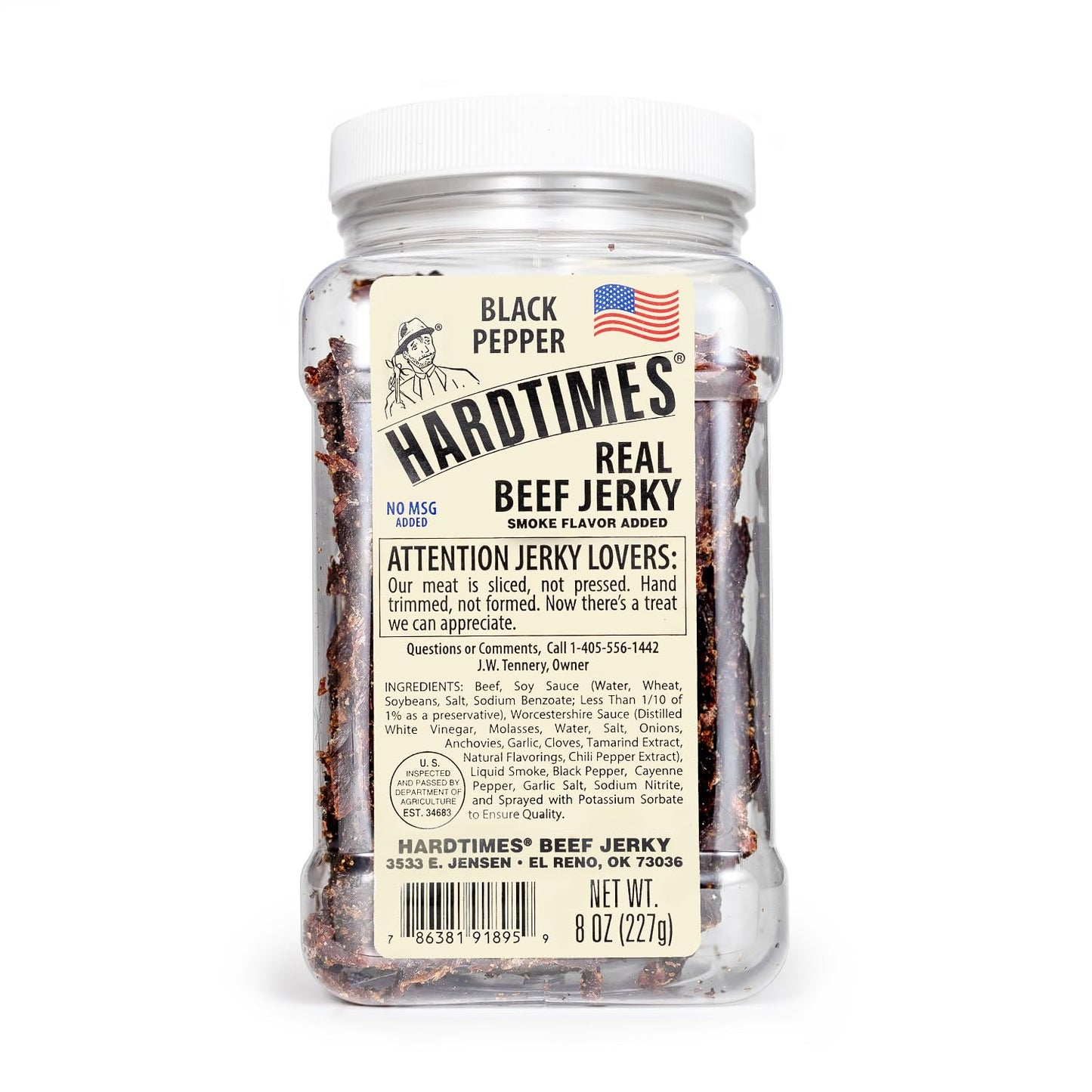 Handcrafted Black Pepper Beef Jerky 8 oz Jar