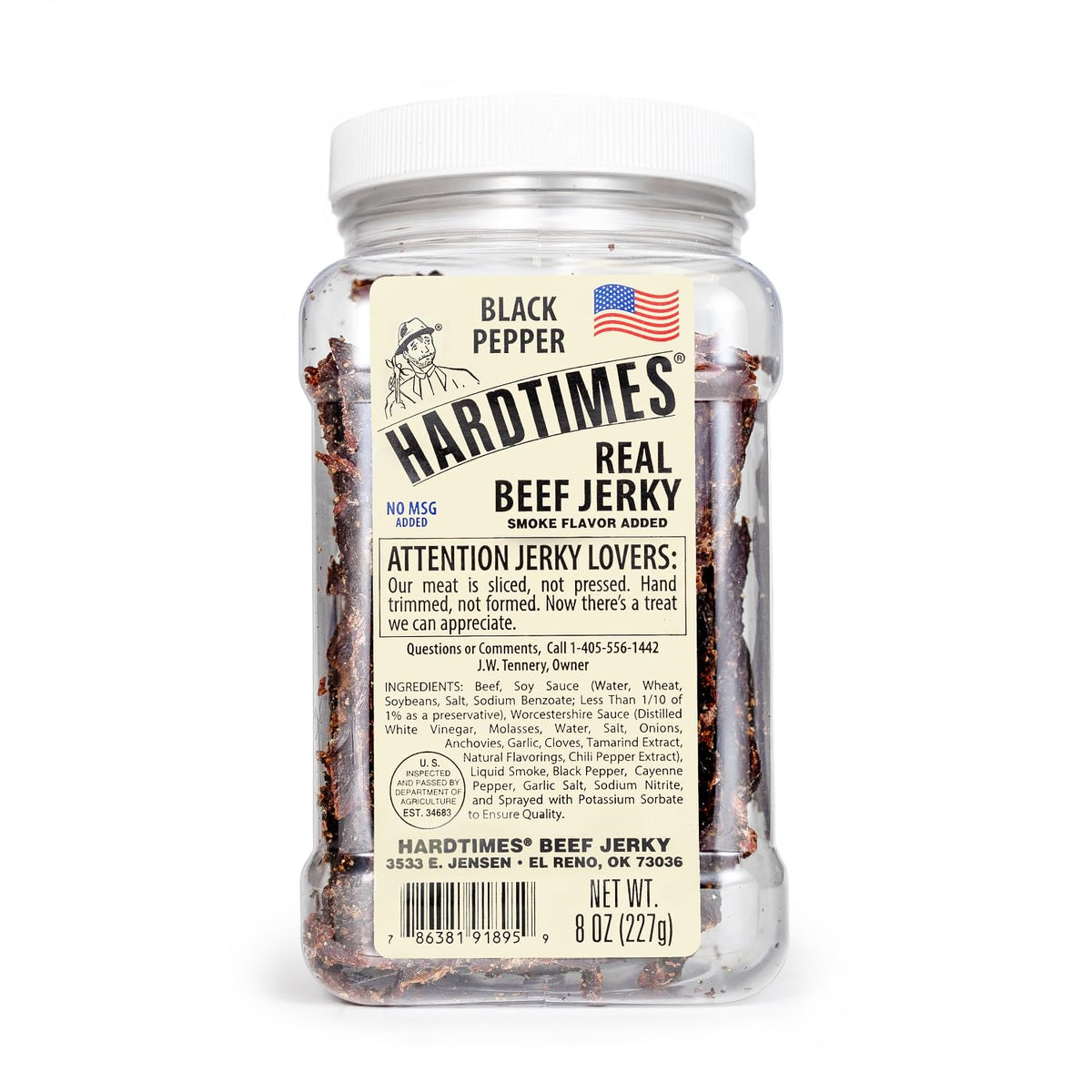 Handcrafted Black Pepper Beef Jerky 8 oz Jar