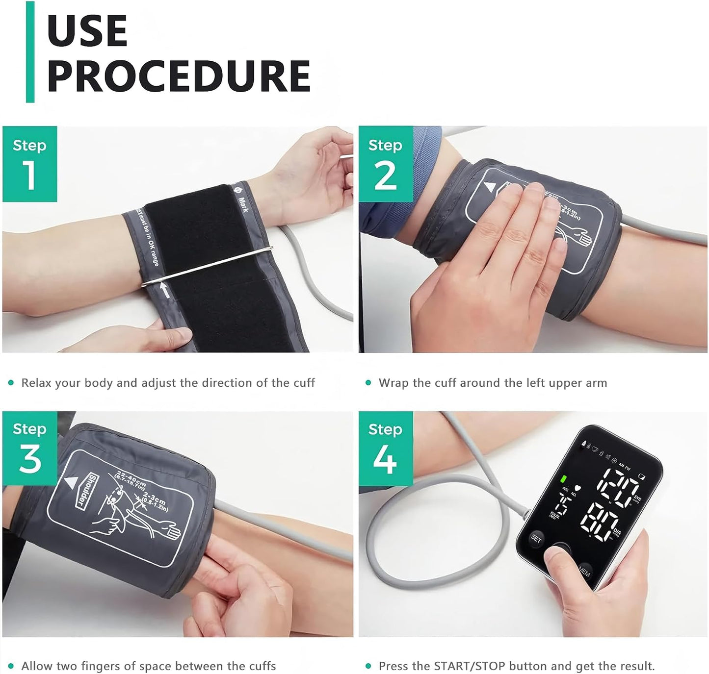 Oklar Upper Arm Blood Pressure Monitor with Large Display and Adjustable Cuff