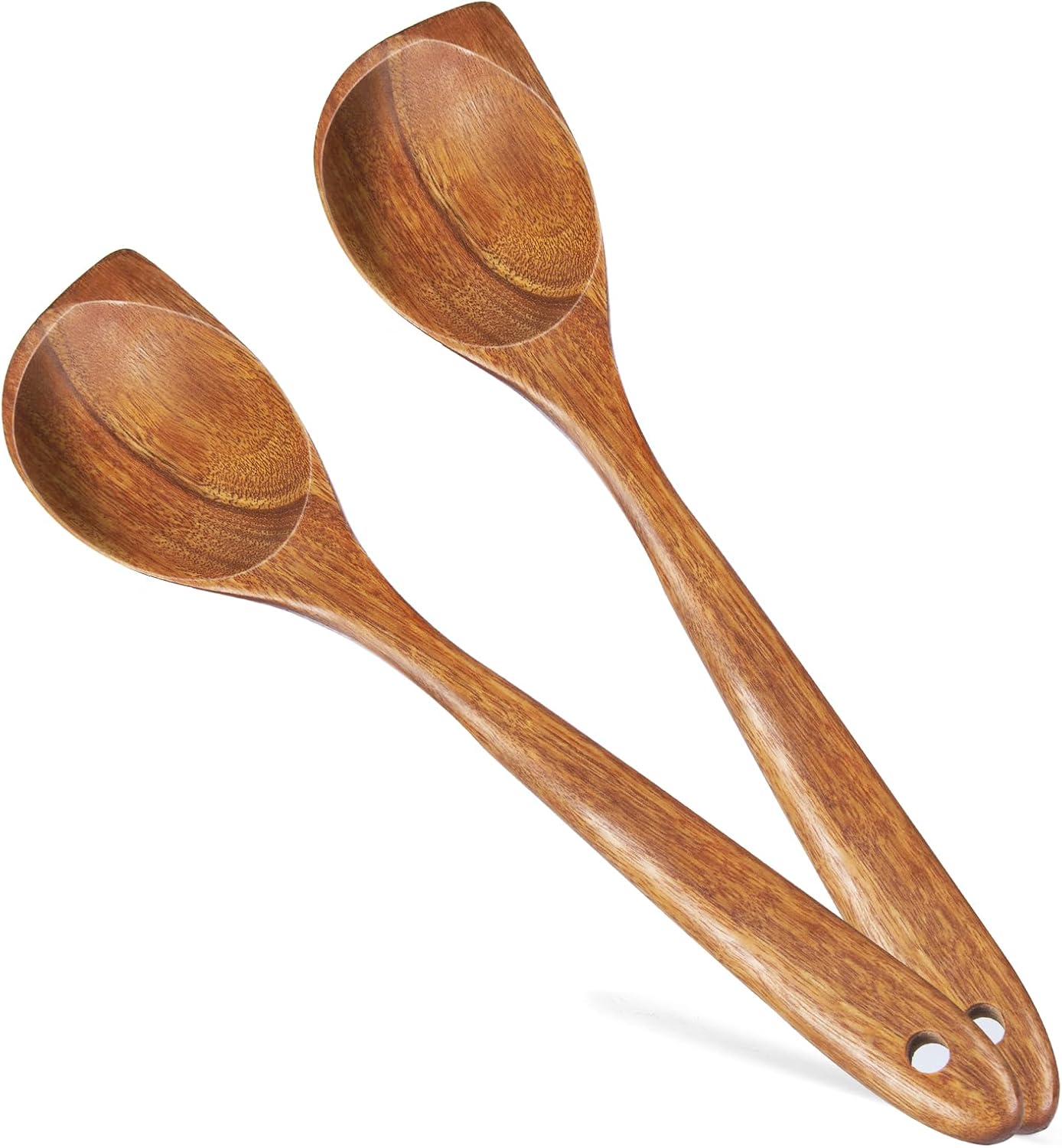 2 Pack Wooden Spurtle for Sourdough Starter, Mixing, Reaching Bottom of Jar, Dough Whisk, Long Handle Jar Spatula, Spurtles Kitchen Tools Teak Wood Kitchen Utensils kit for Baking, Cooking