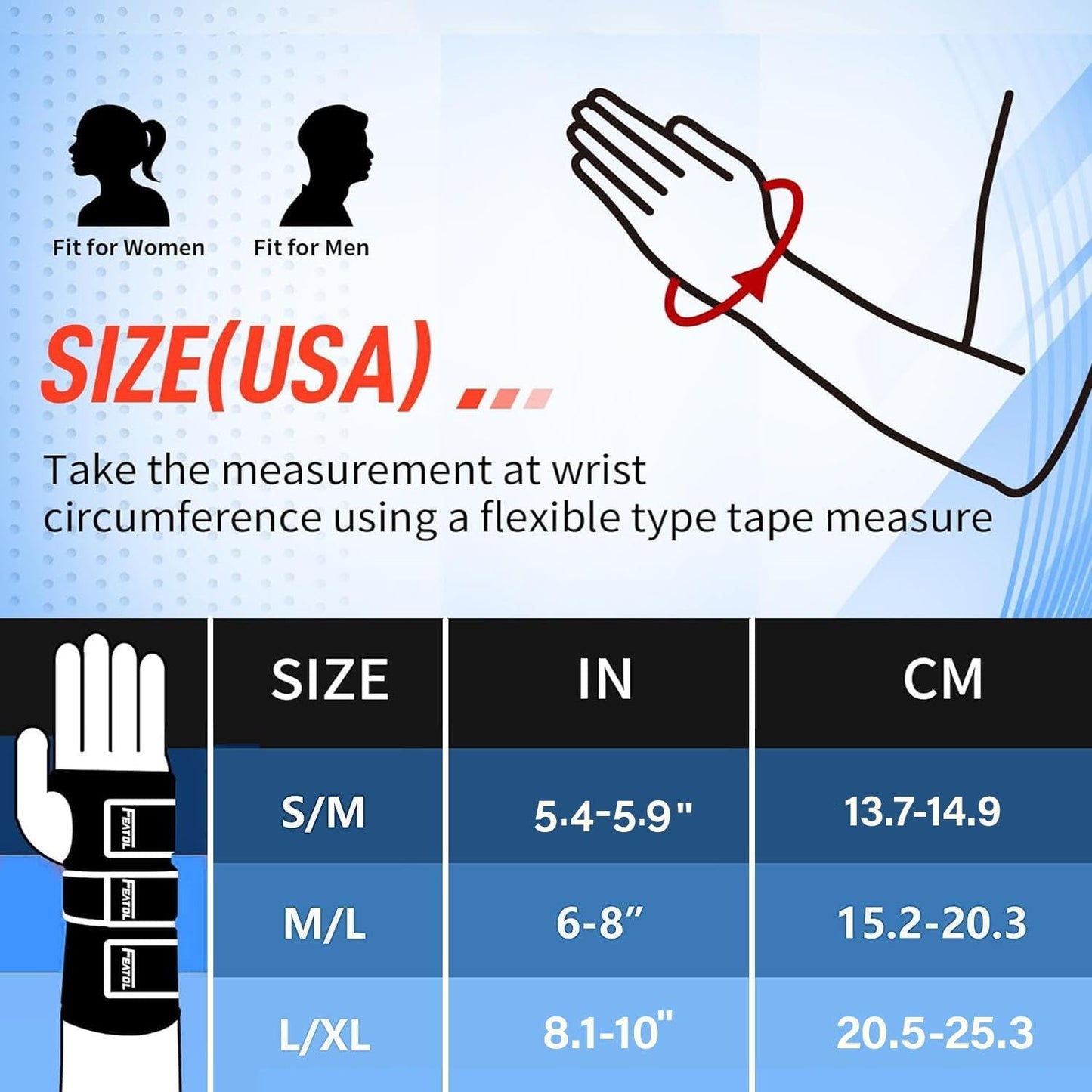FEATOL Wrist Brace Hand Brace for Carpal Tunnel and Tendonitis Support Right Hand Small/Medium