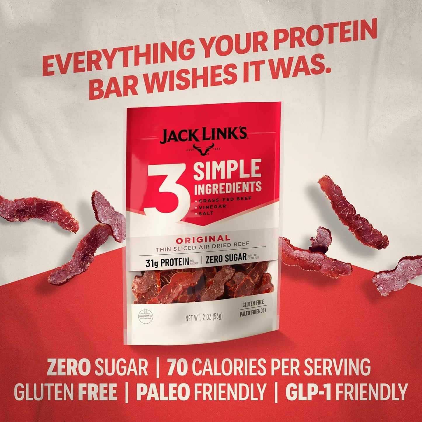 Jack Link's Air Dried Steak Slices Multipack with 3 Simple Ingredients