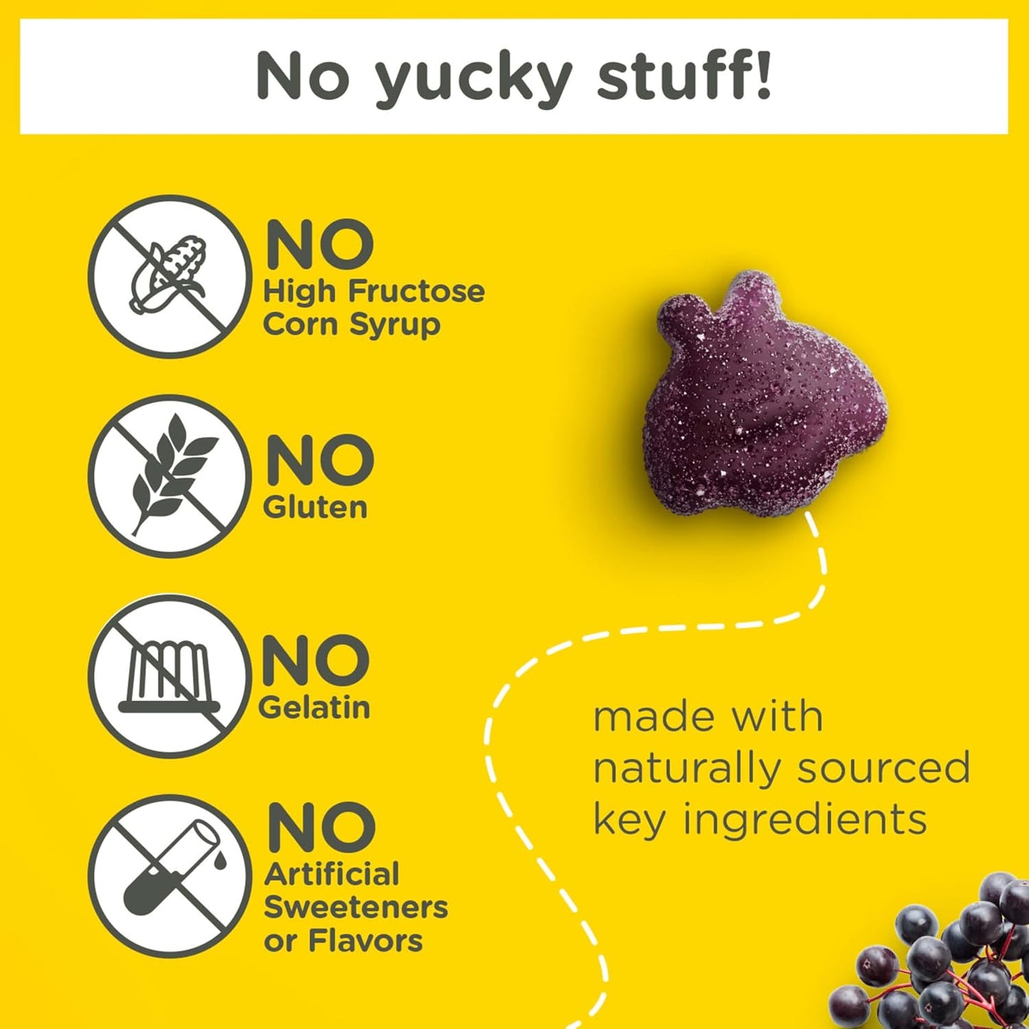 Zarbee’s Elderberry Gummies for Kids, Immune Support Supplement with Vitamins A, C, D3, E, & Zinc, Gluten & Gelatin Free, No Artificial Flavors, Natural Berry Flavor, Ages 2+, 42 ct