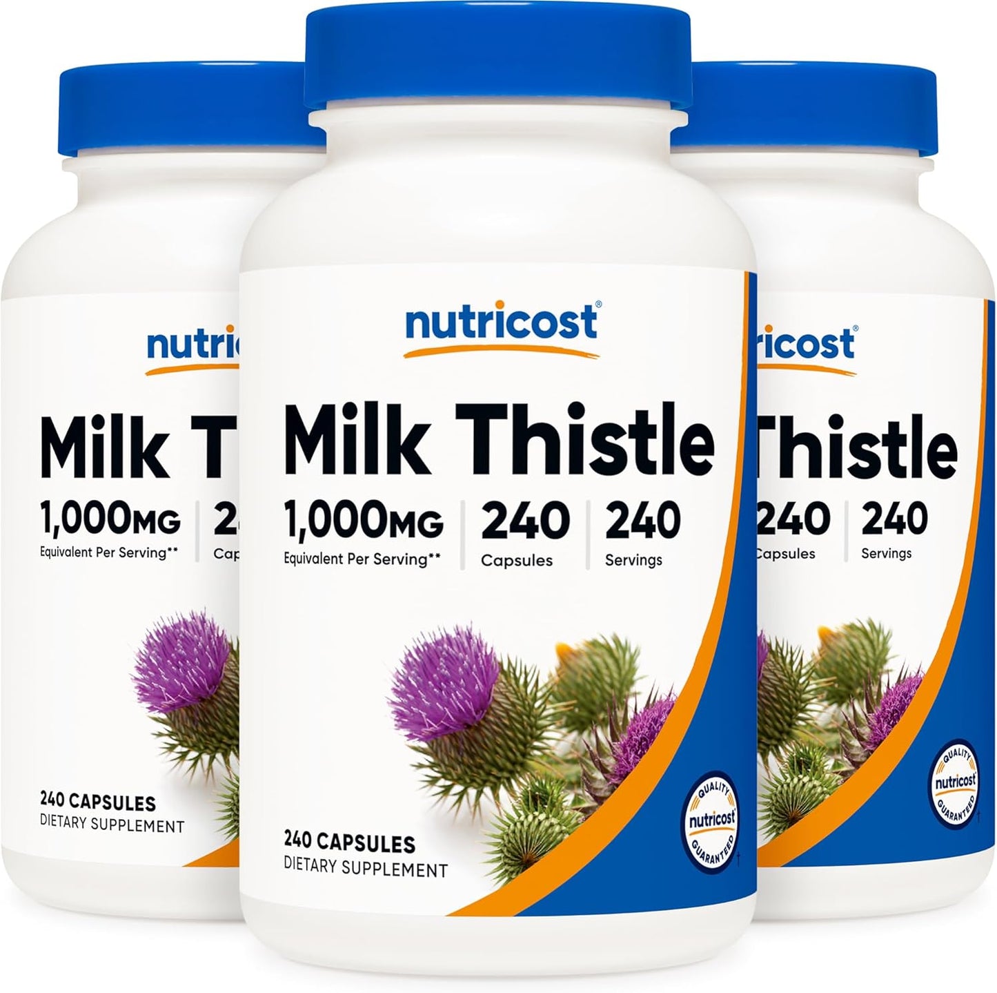 Nutricost Milk Thistle Extract 240 Capsules for 240 Servings Per Bottle - Vegan, GMO Free and Gluten Free