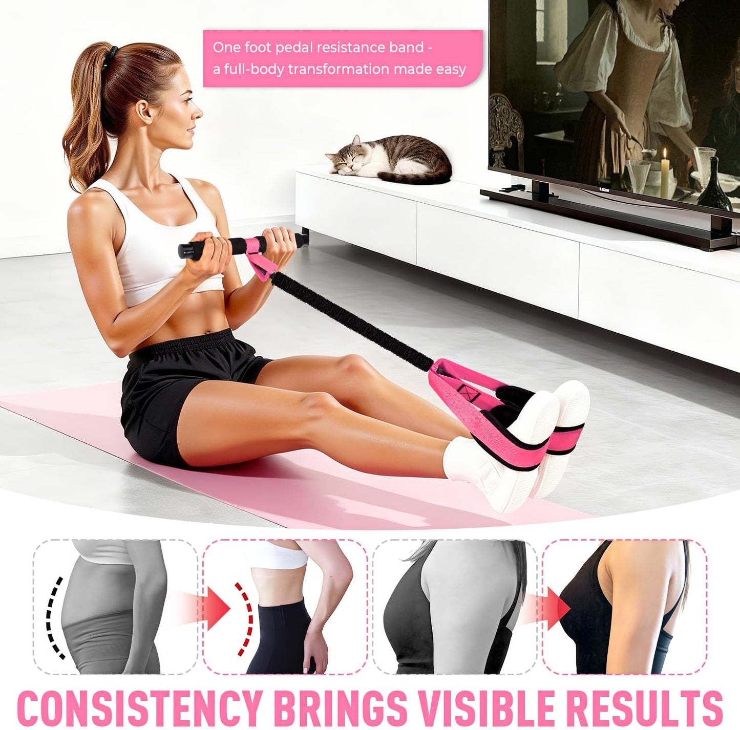 2026 Upgraded Durable Pedal Resistance Band with Handle