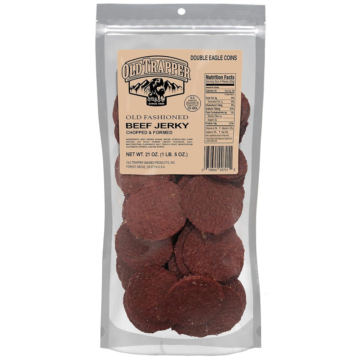 Old Trapper Double Eagle Beef Jerky, 21 Ounce Package, 10 Grams of Protein and 80 Calories per Serving