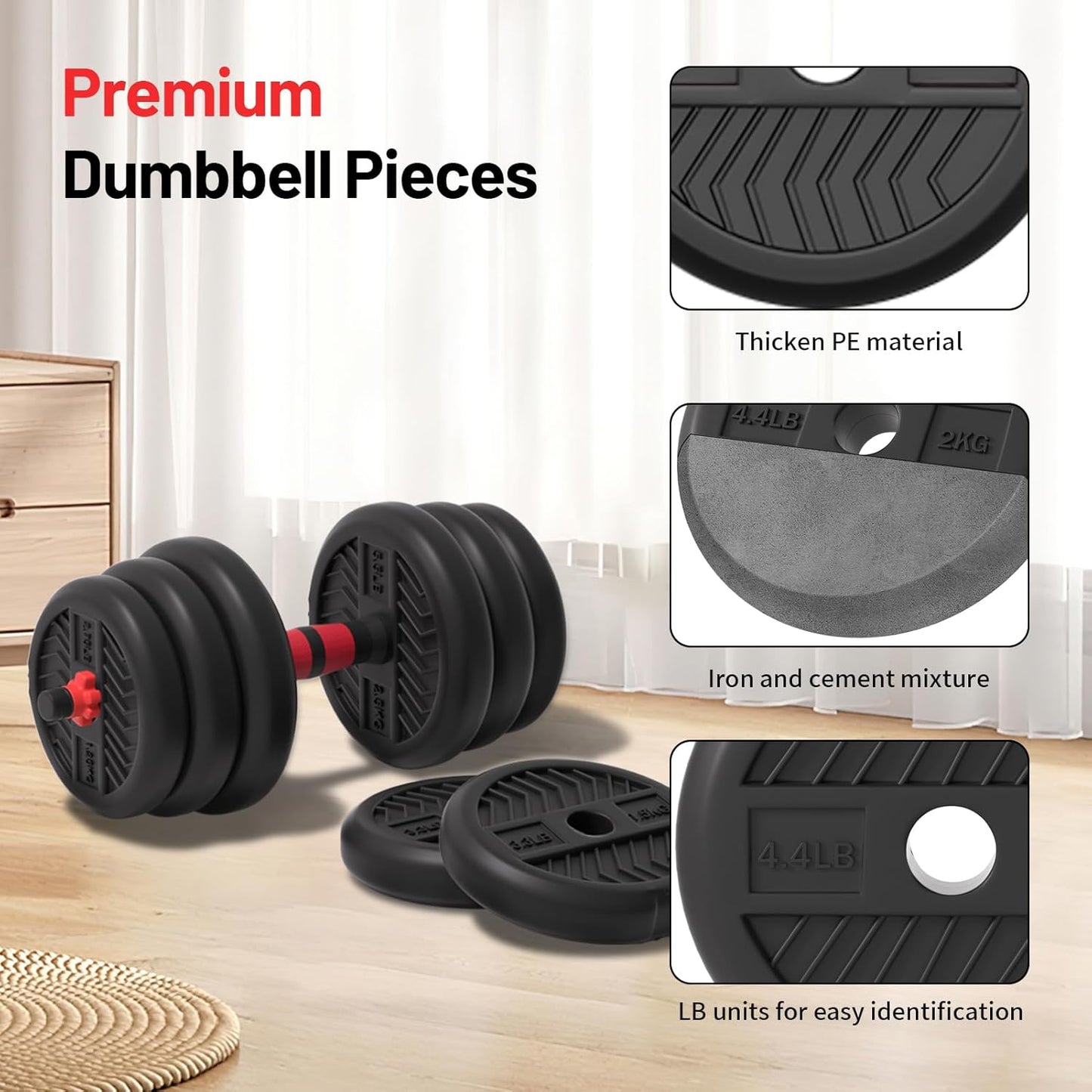 Adjustable Dumbbell Set: 20/30/40/60/80lbs Weights for Home Gym Workouts